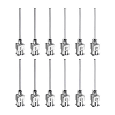 Unique Bargains 18 g Aiguilles Distributrices en Acier Inoxydable, Tube Aiguille à Colle 1 Po Pointe Émoussée, Lot de 12