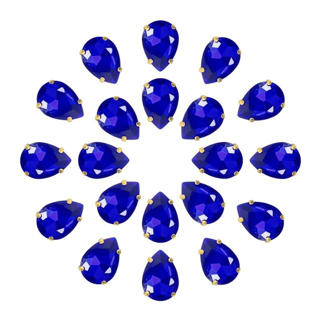Unique Bargains 20Pack Teardrop Sew on Rhinestone - 18x13mm Glass Teardrop Crystal Rhinestones in Gold Prong Setting (Sapphire Blue)