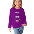 thumbnail image 2 of RXIRUCGD Chemises à Manches Longues pour Filles, Col Rond Mignon, Blouses Décontractées Élégantes (Violet, Taille : 4 Ans), 2 of 5