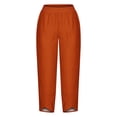 thumbnail image 4 of Timegard Plus Size Pants for Women Elastic Waist Solid Color Comfy Fall Casual Crop Pants with Pockets, 4 of 5