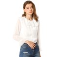 thumbnail image 2 of INSPIRE CHIC Women's Ruffle Neck Polka Dots Sheer Chiffon Blouse, 2 of 4