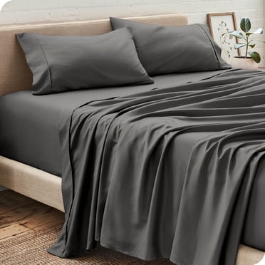 Bare Home Premium 1800 Collection 4-Piece Bed Sheet Set, Queen, Gray