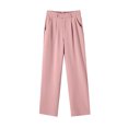 thumbnail image 4 of Timegard Formal Pants for Women Straight Leg Elastic High Waisted Button Office Casual Trousers with Pockets, 4 of 4
