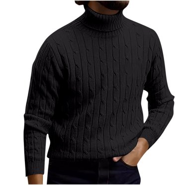 AherBiu Chandails à Col Roulé pour Hommes Ajustés Décontractés Torsadés Tricotés Chandail Automne Hiver Chauds Chandails