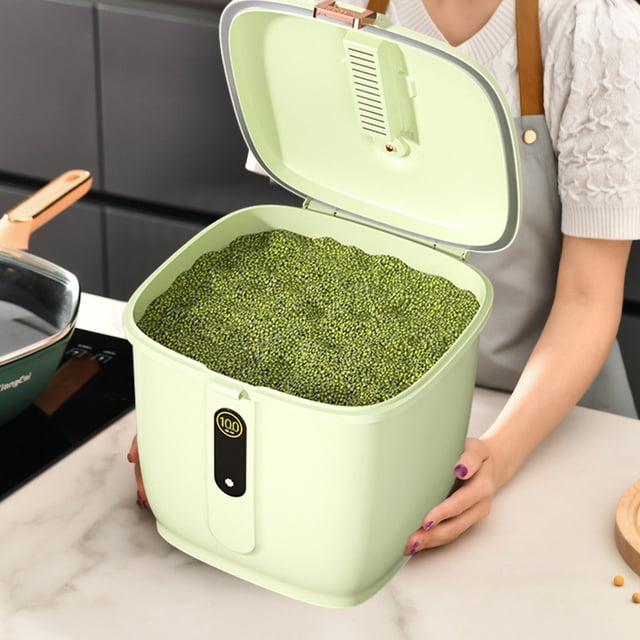 Airtight Rice Dispenser-Cover Rice Bucket For Cereal Grain Flour Rice Pet Foods CountertopLarge Rice Storage Container With Lid-Proof Household Cereal Dispense
