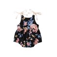 thumbnail image 1 of Faithtur Baby Girl Flower Print Round Neck Bow Lace-Up Suspender Romper, 1 of 8