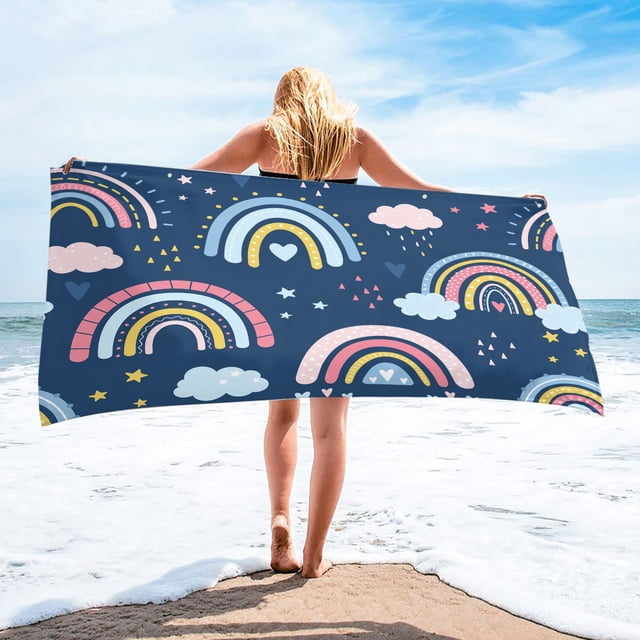 PRETXORVE Microfiber Beach Super Colorful Bath Sandproof Beach Blanket Multi-Purpose for Travel Swimming Pool 30x60