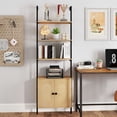 thumbnail image 4 of Costway 1 PCS Ladder Bookshelf with Rattan Cabinet 71" Tall Wall Mounted Bookcase Natural, 4 of 10