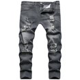 thumbnail image 1 of Men‘s Ripped Skinny Jeans Casual Male Slim Solid Color Long Trousers, 1 of 9