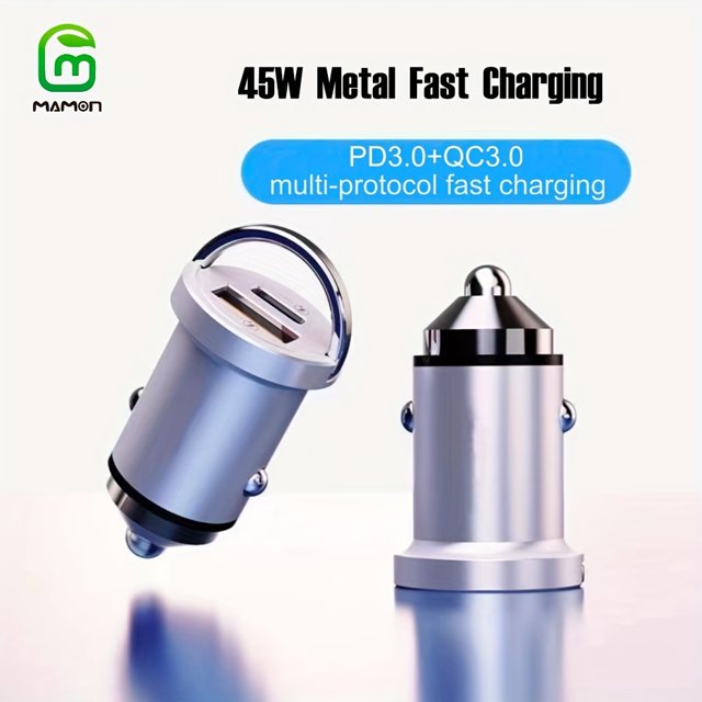 Chargeur de Voiture USB C 45W : Charge Rapide, Mini & Design en Métal - Compatible avec iPhone
