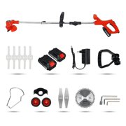 Folding Electric Grass Trimmer 21V 1800W Cordless Potable Lawn Mower Garden Pruning Trimming Tools With 2PC Battery And Wheels ,Easy to Use