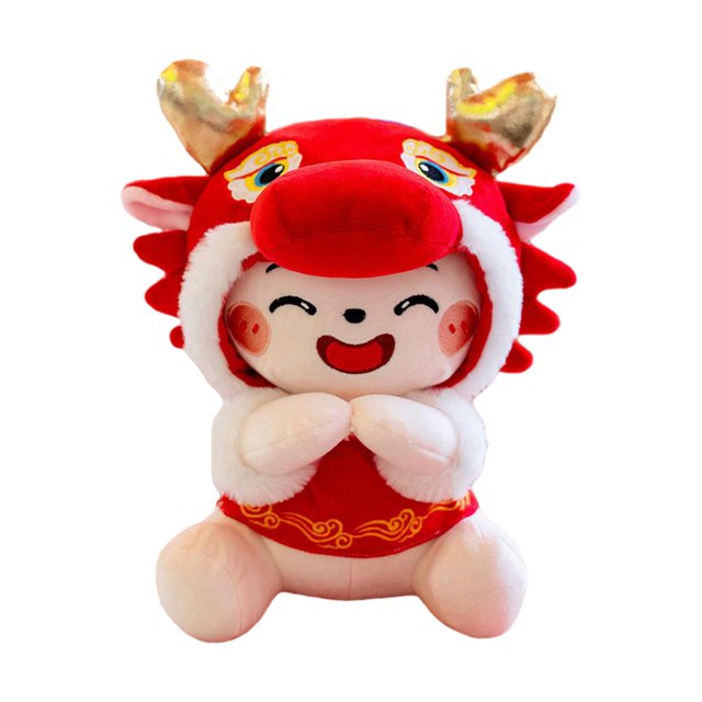 Bunblic Baby Chinese Dragon Hug Pillow 9inch Throw Pillow Chinese New Year Toy Cute Sofa Pillow for Housewarming Gift Multifunctional A