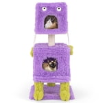Gymax Cat Tree Cute Monster-Themed Cat Tower w/ 2 Private Condos & Soft Long Plush