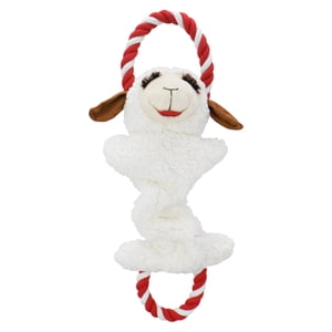Multipet Plush Lamb Chop Tug and Crinkle Dog Toy with Rope