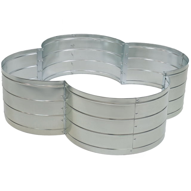 Sunnydaze Galvanized Steel 4-Leaf Clover-Shaped Raised Garden Bed - Silver