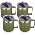 thumbnail image 1 of Volhoply Tasse à Café en Acier Inoxydable Isolée 14oz avec Couvercle en Vrac, Lot de 4, Tasse à Café de Voyage à Double Paroi sous Vide avec Poignée, Gobelets Réutilisables, Tasses de Camping Gardent au Chaud, Cadeaux de Noël (Vert Armée, 4), 1 of 4