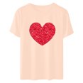thumbnail image 4 of Meichang T-Shirts de la Saint-Valentin pour Femmes Hauts Mignons Imprimé Cœur Hauts Mignons Col Rond Manches Courtes Décontracté T-Shirts de Vacances Saint-Valentin, 4 of 6