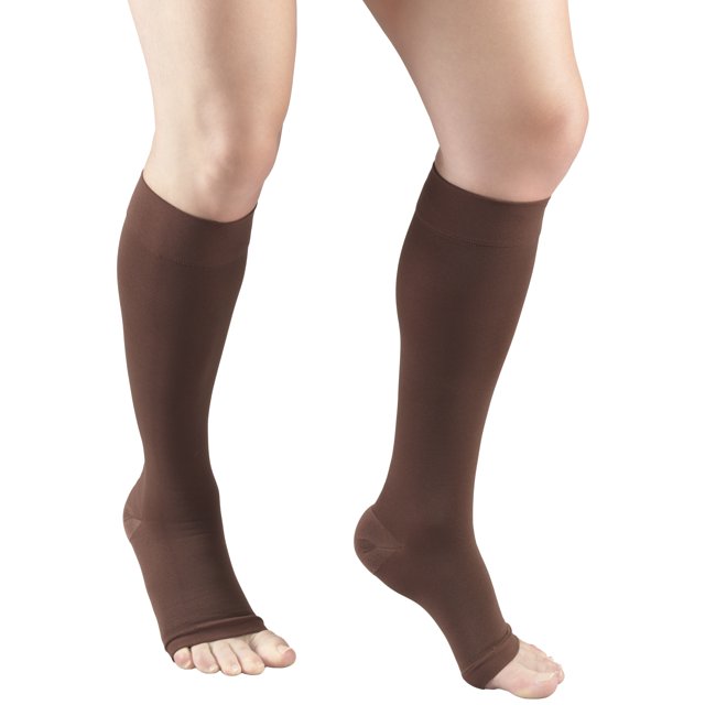 Truform Knee High Stockings, Open Toe: 20 - 30 mmHg, Brown, 3X-Large