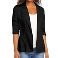 thumbnail image 2 of CEHVOM Mode Femmes Col Rabattu Manches 3/4 Manteau Décontracté Cardigan Blouse Liquidation, 2 of 6