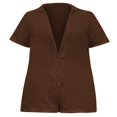 thumbnail image 4 of MesaSe Women Summer Short Sleeve Jumpsuits Shorts V Neck Button-Down Rompers, 4 of 6