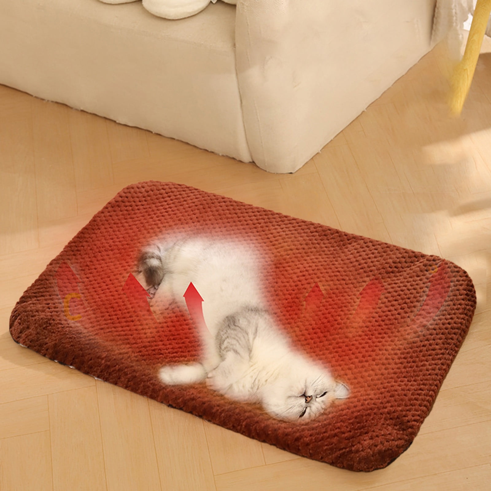 TIMIFIS Pet Heating Pad, Self-Warming Cat Bed Pad, Washable Winter Warm Pet Bed for Indoor Outdoor Dog Cats, 19.7×7.9 Heating Pad for Small and Medium Dog Cats(Gray)