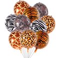 thumbnail image 1 of 10PCS Animal Print Balloons Realistic Giraffe Safari Balloons Latex Balloons, 1 of 10