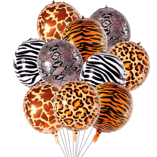 10PCS Animal Print Balloons Realistic Giraffe Safari Balloons Latex Balloons