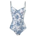 thumbnail image 1 of Maillot de Bain une Pièce pour Femmes Imprimé Rétro avec Armatures Contrôle du Ventre Monokini, 1 of 4