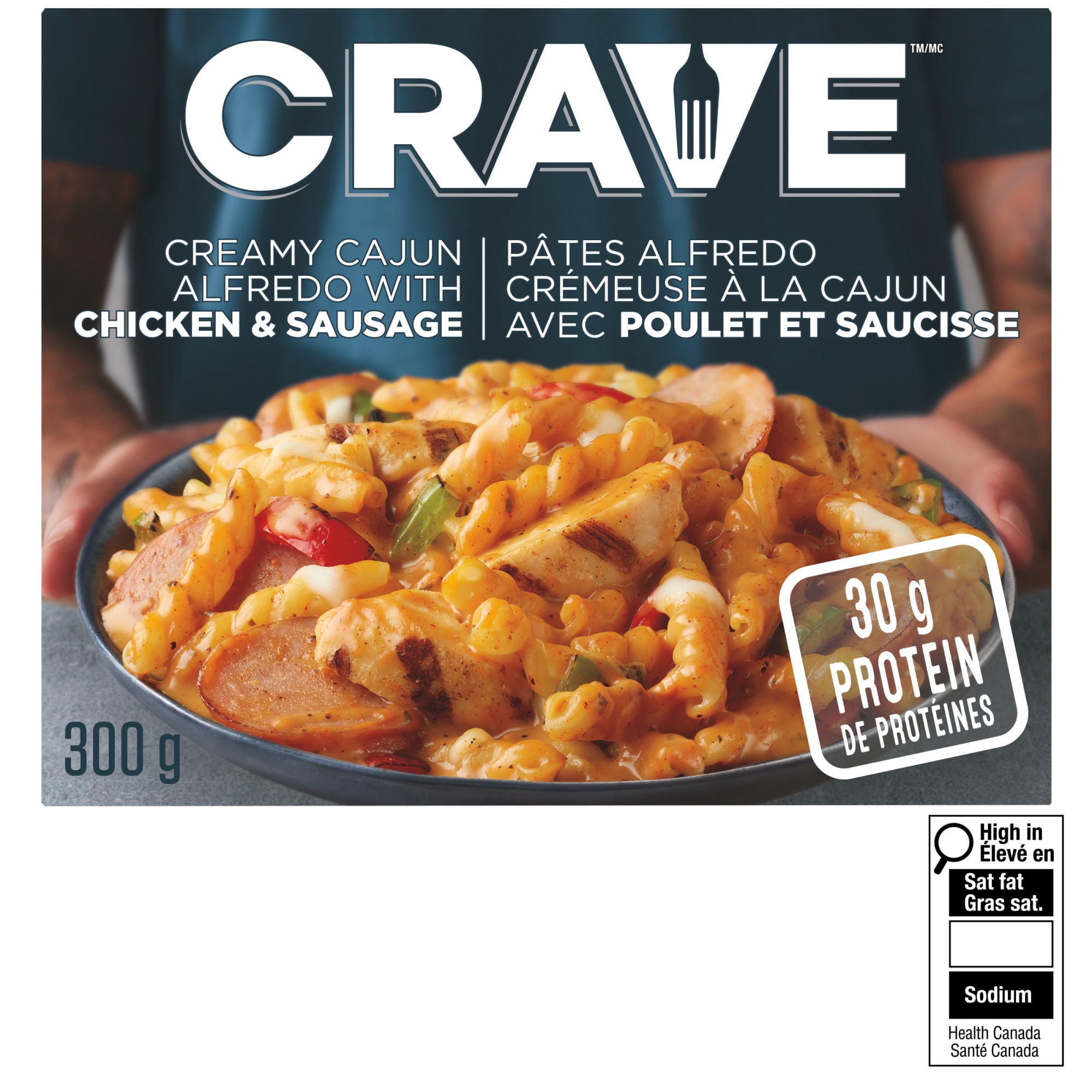 CRAVE Creamy Cajun Alfredo with Chicken & Sausage Frozen Meal, 300g