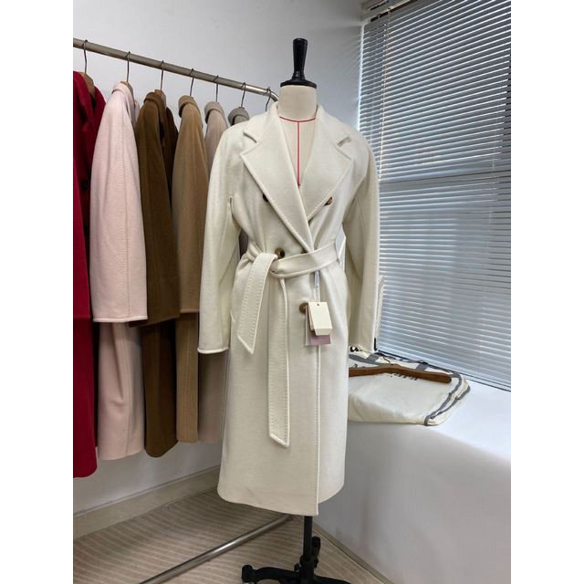QueenLine High-end Winter Cashmere Camel Color Long Wool Classic Double-breasted Lace-up Gray Red Coat