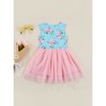 thumbnail image 4 of Xingqing Toddler Baby Girl Easter Sundress Rabbit Floral Print Sleeveless Tulle Patchwork Dress Summer Clothes, 4 of 7