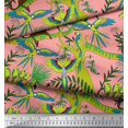 thumbnail image 3 of Soimoi Polyester Crepe Fabric Branches,Parrot & Leopard Jungle Printed Fabric 1 Yard 42 Inch Wide, 3 of 3
