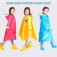 thumbnail image 2 of Children‘s Boys Girls Dinosaur Rainbow Printed Button Rain Jacket Hooded Windproof Raincoat, 2 of 3