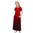 thumbnail image 1 of Robe d'Été Dégradée Scintillante pour Filles Manches Courtes Col Rond Robe Longue Fluide de Plage avec Poches pour 4-14 Ans, 1 of 8