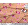 thumbnail image 2 of Soimoi Tissu Poly Georgette Feuilles, Roses et Pivoines Imprimés Floraux au Mètre 52 Pouces de Large, 2 of 3
