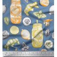 thumbnail image 1 of Soimoi Rayon Fabric Lemon Slice Jar,Cucumber & Ginger Vegetable Decor Fabric Printed Yard 42 Inch Wide, 1 of 3