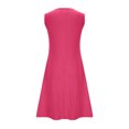 thumbnail image 4 of Ovzne Robes d'Été pour Femmes Robe d'Été pour Femmes Couleur Unie Ample Sans Manches Col Rond devant Plissé Robe Courte Grande Taille Robe Maxi Liquidation, 4 of 7