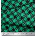 thumbnail image 2 of Soimoi Green Viscose Chiffon Fabric Diagonal Check Printed Fabric 1 Yard 42 Inch Wide, 2 of 5