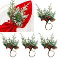 thumbnail image 2 of Kitchen Tableware Napkin Rings Set Of 6 Needle Berries Christmas Thanksgiving Holiday Rustic Farmhouse Napkin Rings Holders Handmade Trees &,Green Kitchen Tableware, 2 of 9