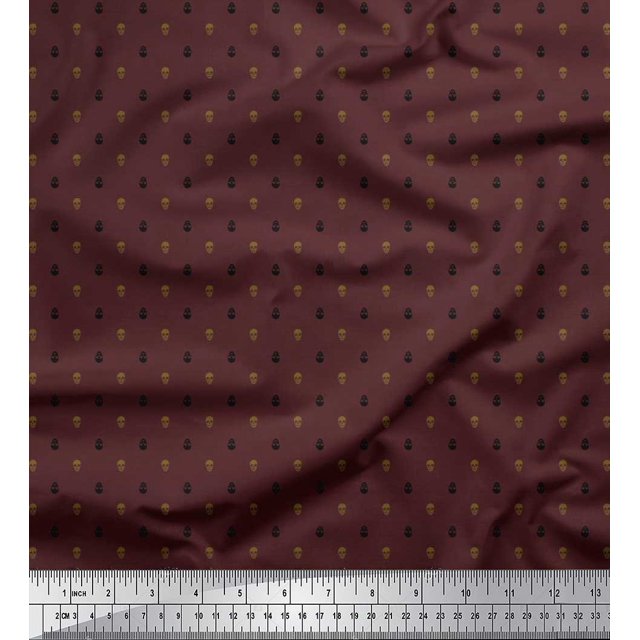 Soimoi Polyester Crepe Fabric Skull Shirting Print Sewing Fabric Yard 52 Inch Wide