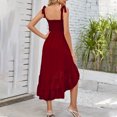 thumbnail image 5 of TopLLC Summer Dress Womens Summer Boho Spaghetti Strap Square Neck Solid Color Ruffle A Line Beach Long Maxi Dress Plus Size Dresses,Beach Sundress, 5 of 5