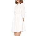 thumbnail image 4 of INSPIRE CHIC Robe-Chemise pour Femme Manches 3/4 Boutonnée Mini Robes Blanc m, 4 of 7