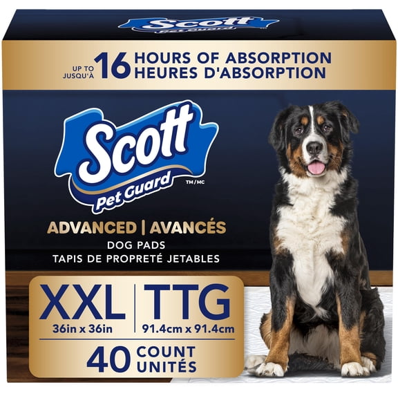 Scott Pet Guard Advanced Dog Pads - Dog Training Pee Pads for Large & Extra Large Dogs - XXL - 36" x 36" - 40 pack