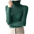thumbnail image 1 of Timegard Fall Sweaters for Women High Neck Slim Fitting Pullover Casual Long Sleeve Bottom Tops Solid Color, 1 of 5