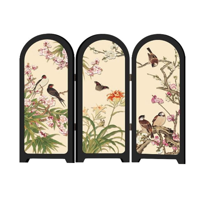 Siruishop Chinese Design Mini Screen Ornament 3 Panel Divider for Fireplace Countertop A