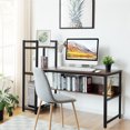 thumbnail image 3 of Costway Multi-Functional Computer Desk with 4-tier Storage shelves Walnut, 3 of 9