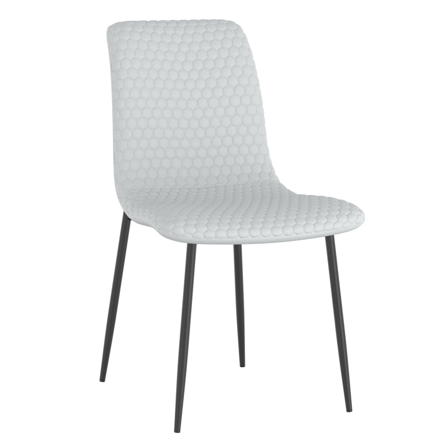 Chaise contemporaine de salle à manger en similicuir et en métal, ensemble de 2 – gris pâle et noir