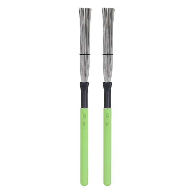 ZLight 2 Pieces Drum Brush Practicing Prop High-carbon Steel Firm Structure Cajon Stick Professional Instrument Supplies Sticks Green 1Set
