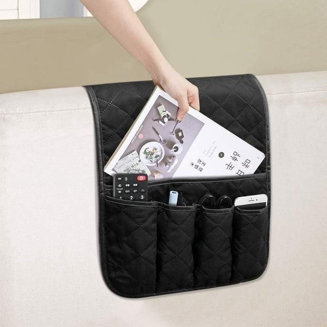 HLONK Sofa Armrest Organizer Non-Slip Arm Chair Bedside Caddy Storage Organizer for Recliner Couch with 5 Pockets for Cell Phone TV Remote Control Magazines