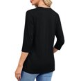 thumbnail image 4 of Amzcrzy Hauts pour Femmes Mode Manches 3/4 Hauts d'Été pour Femmes Couleur Unie Col Rond Hauts de Sortie Décontractés Confortables Hauts de Printemps T-Shirts, 4 of 8